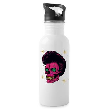 Skull with grills on teeth T-Shirt design. - Water bottle with straw - white - Right