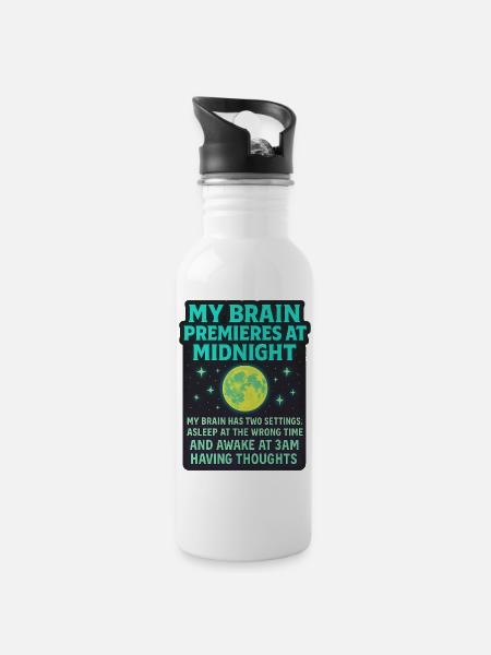 My Brain Premieres at Midnight Neurodivergent Shir - Trinkflasche mit integriertem Trinkhalm - Weiß