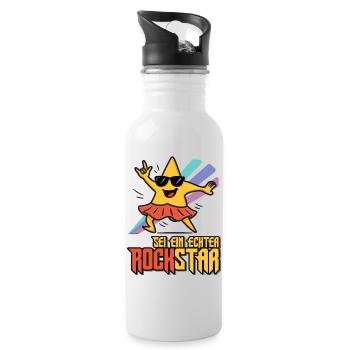 Sei ein echter Rock-Star Lustiges Stern Shirt - Trinkflasche mit integriertem Trinkhalm - Weiß - Rechts