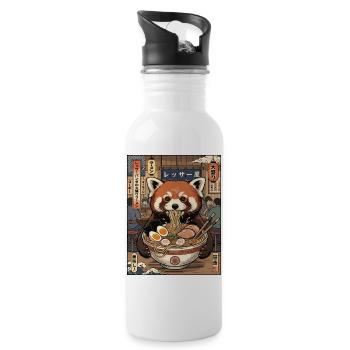Red Panda Ramen Feast - Water bottle with straw - white - Right