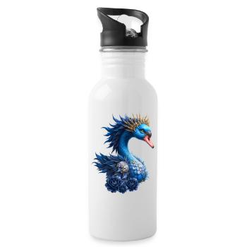 Oiseau bleu royal avec couronne - Gourde avec paille intégrée - blanc - Droite