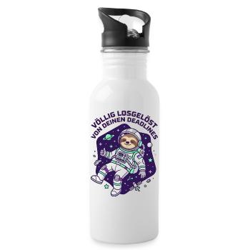 Astronaut Faultier Deadline Weltraum Design - Trinkflasche mit integriertem Trinkhalm - Weiß - Rechts