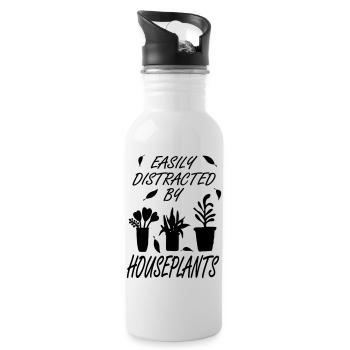 Easily distracted by houseplants - Water bottle with straw - white - Right
