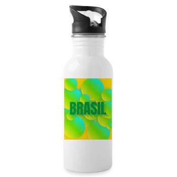 Brasil Neon Blasen Design - Trinkflasche mit integriertem Trinkhalm - Weiß - Rechts