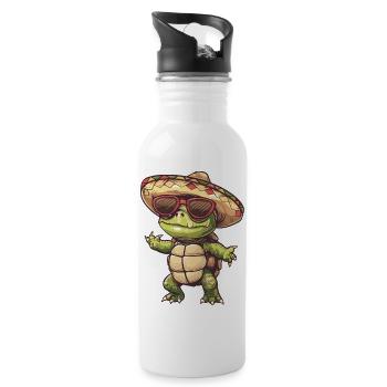 Sombrero drôle de la bande dessinée Turtle - Gourde avec paille intégrée - blanc - Droite
