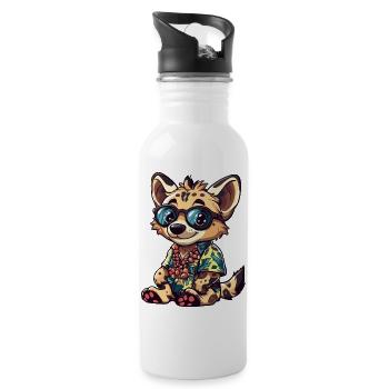 Hyena Comic Vacation - Water bottle with straw - white - Right