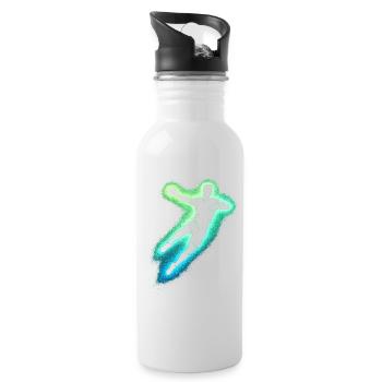Neon Handball Sprung Silhouette - Trinkflasche mit integriertem Trinkhalm - Weiß - Rechts