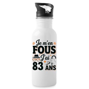 j'ai 83 ans / cadeau 83 ans / t-shirt 83 ans - Gourde avec paille intégrée - blanc - Droite