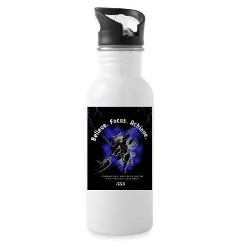 Back_andWhite_IllustrationT-ShirtBelieveinYourself - Water bottle with straw - white - Right