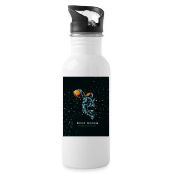 Bleu_SpaceModernSimpleT-ShirtNeverGiveUpMotivation - Water bottle with straw - white - Right