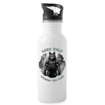 Lone Wolf Commando – Taktischer Alpha-Soldat - Trinkflasche mit integriertem Trinkhalm - Weiß - Rechts