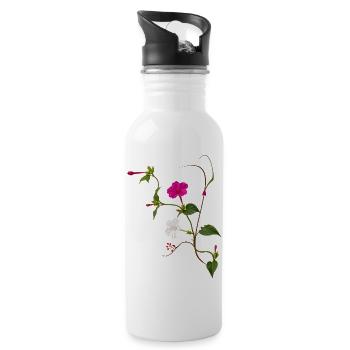 Miracle Flower Zen Blossoms Design - Water bottle with straw - white - Right