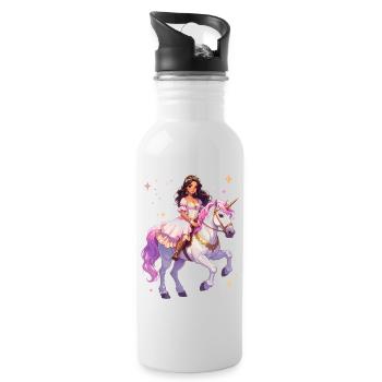 Princesse sur une licorne - Gourde avec paille intégrée - blanc - Droite