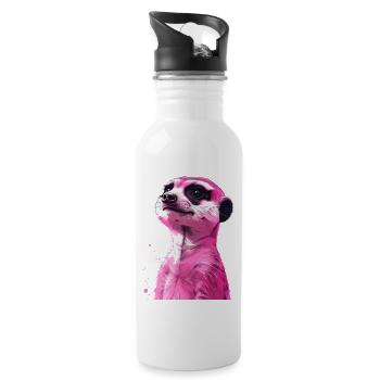 Suricate rose - Gourde avec paille intégrée - blanc - Droite