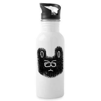 Nerdhase mit Brille - Trinkflasche mit integriertem Trinkhalm - Weiß - Rechts