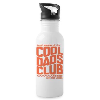 Cool Dads Club - Papa Vatertag Geschenk - Trinkflasche mit integriertem Trinkhalm - Weiß - Rechts