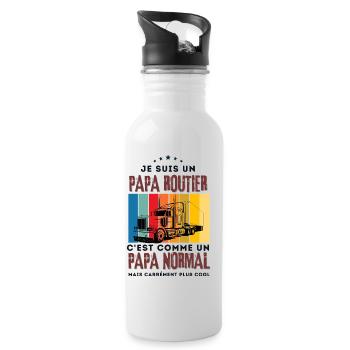 je suis un papa routier / humour papa routier  - Gourde avec paille intégrée - blanc - Droite