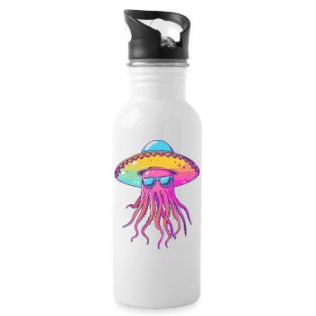 Sombrero drôle de méduse - Gourde avec paille intégrée - blanc - Droite