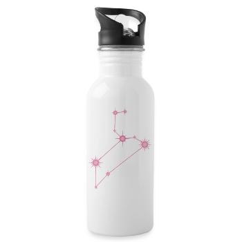 Leo Star Constellation Zodiac Sign Pastel Pink - Water bottle with straw - white - Right