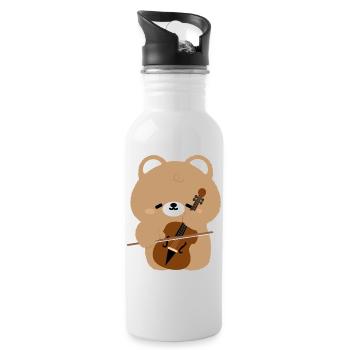Porte-bonheur du violoncelle d’ours - Gourde avec paille intégrée - blanc - Droite