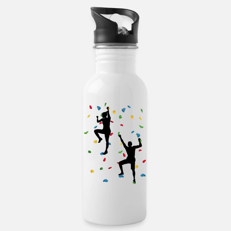 Kletterwand-Duo – Kletterherausforderung - Trinkflasche mit integriertem Trinkhalm - Weiß