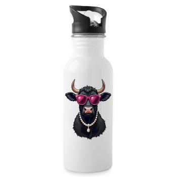 Vache - Gourde avec paille intégrée - blanc - Droite