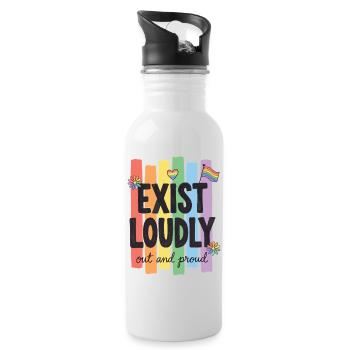 LGBTQ-Pride-Monat – Existiere laut! Raus und stolz! - Trinkflasche mit integriertem Trinkhalm - Weiß - Rechts