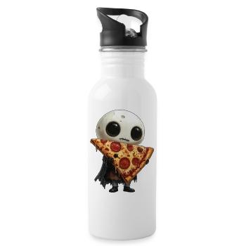 Creepy Cute Pizza Pepperoni - Trinkflasche mit integriertem Trinkhalm - Weiß - Rechts