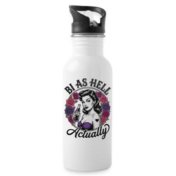 LGBTQ-Pride-Monat – Bi wie die Hölle, eigentlich - Trinkflasche mit integriertem Trinkhalm - Weiß - Rechts