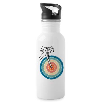 Retro Sunset Bike – Fahrrad im Sonnenuntergang - Trinkflasche mit integriertem Trinkhalm - Weiß - Rechts