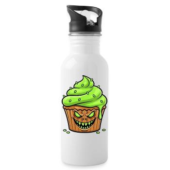 Grusel Cupcake Grün - Trinkflasche mit integriertem Trinkhalm - Weiß - Rechts