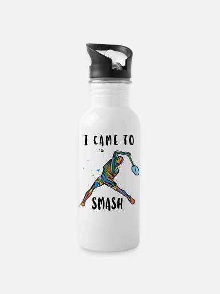 I Came To Smash Badminton Player  - Water bottle with straw - white