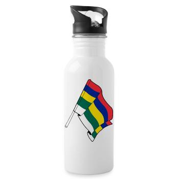 Terschelling-Flagge – Inselstolz - Trinkflasche mit integriertem Trinkhalm - Weiß - Rechts