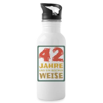 42 - Trinkflasche mit integriertem Trinkhalm - Weiß - Rechts