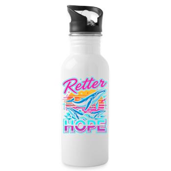 Neon-Wal Hoffnung - Trinkflasche mit integriertem Trinkhalm - Weiß - Rechts