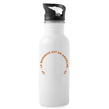 Glück ist in Ardèche 07 T-Shirt Humorgeschenk - Trinkflasche mit integriertem Trinkhalm - Weiß - Rechts