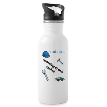 Schlosser T-Shirt Lustiges Geschenk Metallbau-Fans - Trinkflasche mit integriertem Trinkhalm - Weiß - Rechts