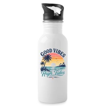 Vibes High Tides Sonnenuntergang - Trinkflasche mit integriertem Trinkhalm - Weiß - Rechts