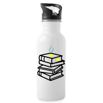 Bücherstapel Stern Fantasy Lesen Buchclub - Trinkflasche mit integriertem Trinkhalm - Weiß - Rechts