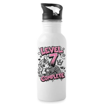 Level 7 Vollendet - Einhorn Controller - Trinkflasche mit integriertem Trinkhalm - Weiß - Rechts