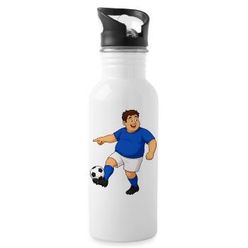Footballers in action - Water bottle with straw - white - Right