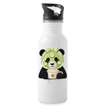 Panda Beauty & Selfcare Motiv  - Trinkflasche mit integriertem Trinkhalm - Weiß - Rechts