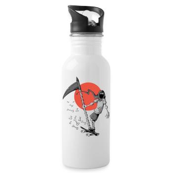 Death Skateboarding und Red Sun - Trinkflasche mit integriertem Trinkhalm - Weiß - Rechts
