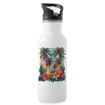 Tropical Blossom Beach - Water bottle with straw - white - Right