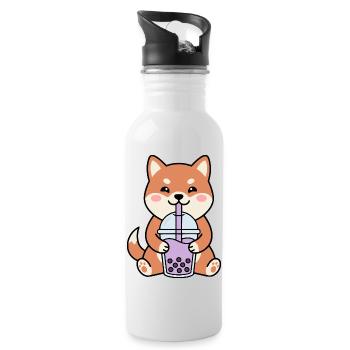 Shiba Inu Bubble Tea Charm - Trinkflasche mit integriertem Trinkhalm - Weiß - Rechts