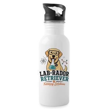 Lab-Rador Retriever Design – Labrador Research - Water bottle with straw - white - Right