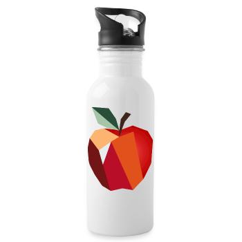 Geometrischer Apfel–Minimalistisches Frucht Design - Trinkflasche mit integriertem Trinkhalm - Weiß - Rechts