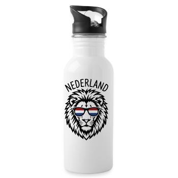 Nederland Lion in Dutch Flag Sunglasses - Gourde avec paille intégrée - blanc - Droite
