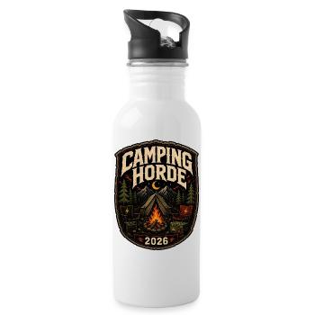 Camping Horde 2026 Metal Festival Camp Badge - Trinkflasche mit integriertem Trinkhalm - Weiß - Rechts