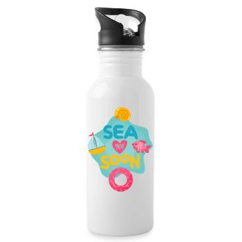 Sea You Soon - Trinkflasche mit integriertem Trinkhalm - Weiß - Rechts